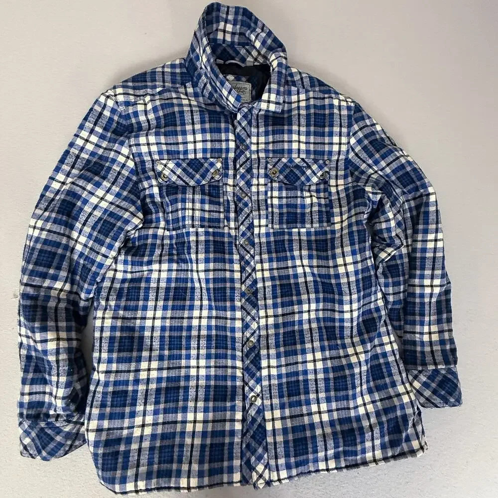 Craghoppers Blue Plaid Quilted Lined Flannel Shirt Jacket Button Front